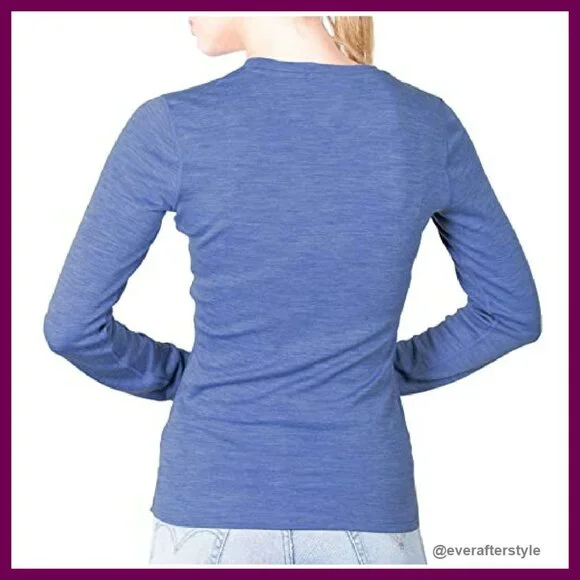Merino Wool Thermal Base Layer Long Sleeve Crewneck Top Fitted Minimal